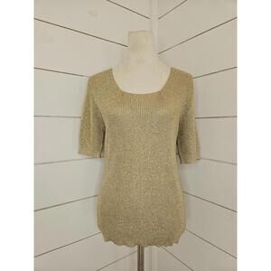 Vintage 80s Suzelle medium gold metallic short sleeve top